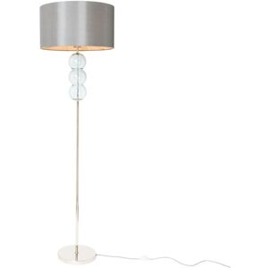 Litecraft Floor Lamp Blue Tint Ball Stack Base With Drum Shade - Polished Nickel Litecraft Floor Lamp Blue Tint Ball Stack Base With Drum Shade - Polished Nickel