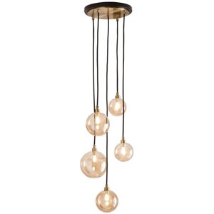 Litecraft Gaio Ceiling Pendant Champagne Tinted Glass Shaded 5 Light - Brass Litecraft Gaio Ceiling Pendant Champagne Tinted Glass Shaded 5 Light - Brass