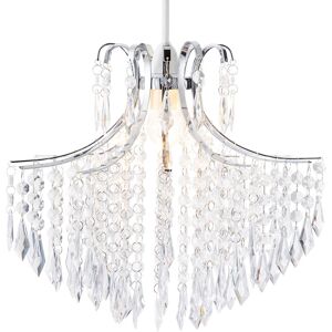 Litecraft - Glow Light Shade Easy Fit Lampshade With Acrylic Droplets - Chrome Litecraft - Glow Light Shade Easy Fit Lampshade With Acrylic Droplets - Chrome