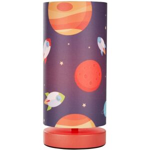 Litecraft - Glow Outer Space Table Lamp With Multicoloured Cylinder Shade - Red Litecraft - Glow Outer Space Table Lamp With Multicoloured Cylinder Shade - Red