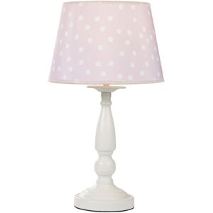 Litecraft - Glow Polka Dot Table Lamp With Pink Fabric Shade - White Litecraft - Glow Polka Dot Table Lamp With Pink Fabric Shade - White