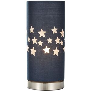 Litecraft - Glow Stars Table Lamp With Blue Cylinder Shade - Satin Chrome Litecraft - Glow Stars Table Lamp With Blue Cylinder Shade - Satin Chrome