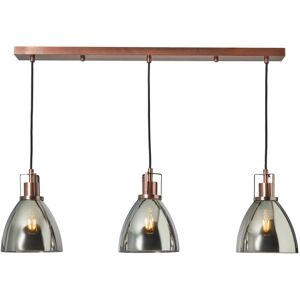 Litecraft - Indy Ceiling Diner Pendant Smoke Tinted Glass Shaded 3 Light - Copper Litecraft - Indy Ceiling Diner Pendant Smoke Tinted Glass Shaded 3 Light - Copper