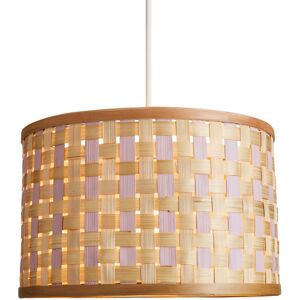 Litecraft Light Shade Woven Drum 35cm Easy Fit Ceiling Lampshade - Pink, Natural Litecraft Light Shade Woven Drum 35cm Easy Fit Ceiling Lampshade - Pink, Natural