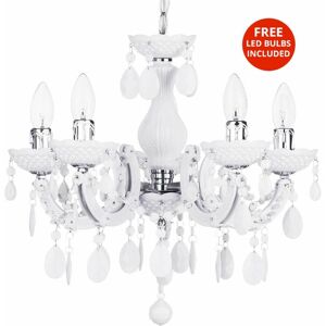 Litecraft Marie Therese Chandelier Ceiling 5 Arm With Free LED Bulbs - White Litecraft Marie Therese Chandelier Ceiling 5 Arm With Free LED Bulbs - White