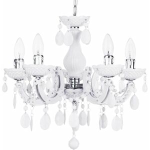 Litecraft - Marie Therese Chandelier Ceiling Light Crystal Effect 5 Arm - White Litecraft - Marie Therese Chandelier Ceiling Light Crystal Effect 5 Arm - White