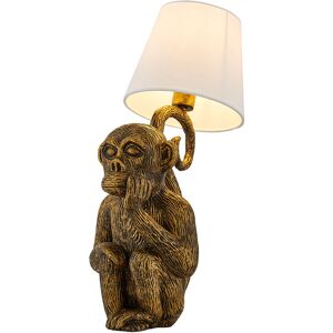 Litecraft - Maurice Table Lamp Monkey Styled Base With White Fabric Shade - Gold Litecraft - Maurice Table Lamp Monkey Styled Base With White Fabric Shade - Gold