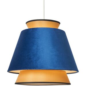 Litecraft Mitsy Light Shade Velvet Easy Fit Tiered Lampshade - Navy Blue, Ochre Litecraft Mitsy Light Shade Velvet Easy Fit Tiered Lampshade - Navy Blue, Ochre
