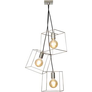 Litecraft - Nico Ceiling Pendant Cube Wire Frame Shaded 3 Light - Polished Nickel Litecraft - Nico Ceiling Pendant Cube Wire Frame Shaded 3 Light - Polished Nickel