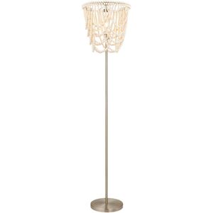 Litecraft Pilli Floor Lamp Base With Wooden Beaded Shade - Satin Nickel Litecraft Pilli Floor Lamp Base With Wooden Beaded Shade - Satin Nickel
