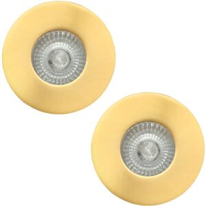 Litecraft - Recessed Downlight Fire Rated Fixed Spotlight in Satin Brass - 2 Pack Litecraft - Recessed Downlight Fire Rated Fixed Spotlight in Satin Brass - 2 Pack