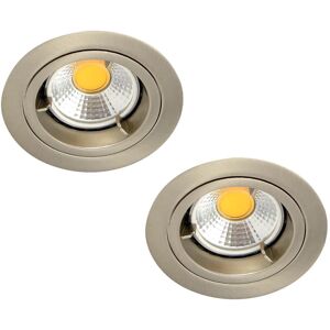 Litecraft - Recessed Downlight Fire Rated Fixed Spotlight in Satin Chrome - 2 Pack Litecraft - Recessed Downlight Fire Rated Fixed Spotlight in Satin Chrome - 2 Pack