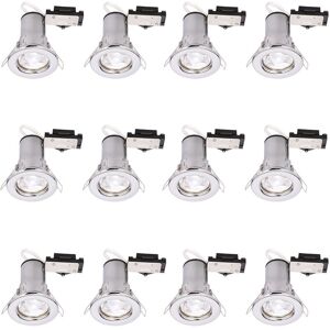 Litecraft - Recessed Downlight Fire Rated Fixed Spotlight Polished Chrome- 12 Pack Litecraft - Recessed Downlight Fire Rated Fixed Spotlight Polished Chrome- 12 Pack