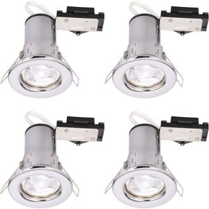 Litecraft - Recessed Downlight Fire Rated Fixed Spotlight Polished Chrome - 4 Pack Litecraft - Recessed Downlight Fire Rated Fixed Spotlight Polished Chrome - 4 Pack