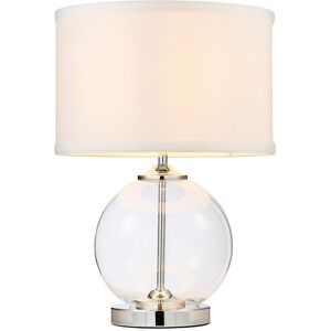 Litecraft - Rhonda Table Lamp Small Globe Glass Base With White Shade - Chrome Litecraft - Rhonda Table Lamp Small Globe Glass Base With White Shade - Chrome