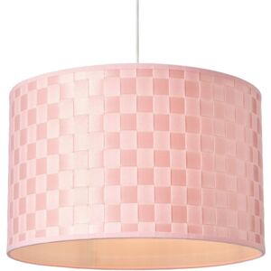 Litecraft - Sovin Light Shade 35cm Woven Easy Fit Drum Ceiling Lampshade - Pink Litecraft - Sovin Light Shade 35cm Woven Easy Fit Drum Ceiling Lampshade - Pink