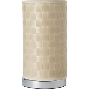 Litecraft - Sovin Table Lamp With Ivory Woven Cylinder Shade - Polished Chrome Litecraft - Sovin Table Lamp With Ivory Woven Cylinder Shade - Polished Chrome