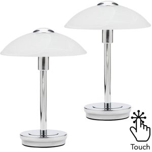 Litecraft - Table Lamp Touch Base With Alabaster Shade in Polished Chrome - 2 Pack Litecraft - Table Lamp Touch Base With Alabaster Shade in Polished Chrome - 2 Pack