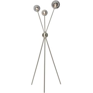 Litecraft Tripod Floor Lamp 3 Light With Smoke Glass Ball Shades - Satin Nickel Litecraft Tripod Floor Lamp 3 Light With Smoke Glass Ball Shades - Satin Nickel