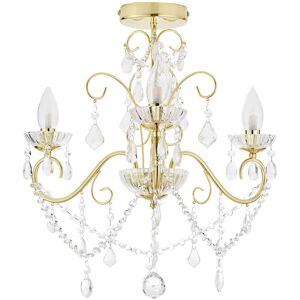 Litecraft - Vara Chandelier Bathroom IP44 Ceiling Light 3 Arm - Satin Brass Litecraft - Vara Chandelier Bathroom IP44 Ceiling Light 3 Arm - Satin Brass
