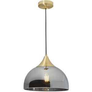 Litecraft Webster Ceiling Pendant Smoke Tinted Glass Shaded Light - Satin Brass Litecraft Webster Ceiling Pendant Smoke Tinted Glass Shaded Light - Satin Brass
