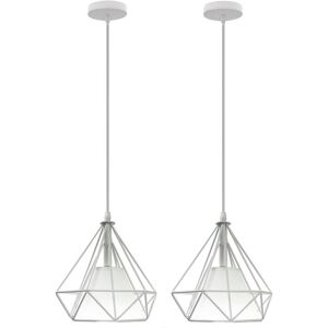 AXHUP White Diamond Pendant Lamp - Industrial Style 2 Pack AXHUP White Diamond Pendant Lamp - Industrial Style 2 Pack