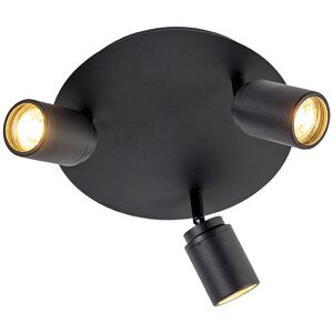 Qazqa Modern Black 3-Light Ceiling Lamp - Bathroom IP44 Qazqa Modern Black 3-Light Ceiling Lamp - Bathroom IP44