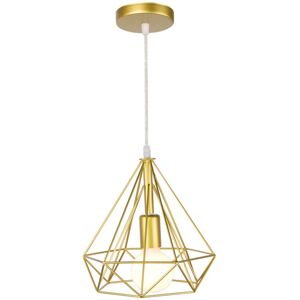 Norcks - Modern Cage Diamond Ceiling Light, Iron Ceiling Light Industrial Pendant Lights 25CM E27 Retro For Home Kitchen Restaurant Cafe (Gold) Norcks - Modern Cage Diamond Ceiling Light, Iron Ceiling Light Industrial Pendant Lights 25CM E27 Retro For Home Kitchen Restaurant Cafe (Gold)