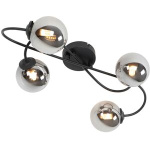 Qazqa Modern Black Glass Ceiling Light 4-lights - Athens Qazqa Modern Black Glass Ceiling Light 4-lights - Athens