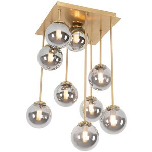 QAZQA Modern Gold Smoke Glass 9-Lights Ceiling Lamp - Ceiling Lamp QAZQA Modern Gold Smoke Glass 9-Lights Ceiling Lamp - Ceiling Lamp