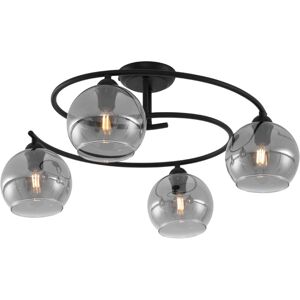 Qazqa - Modern Ceiling Light Black with Smoke Glass 4-Lights - Alanis Qazqa - Modern Ceiling Light Black with Smoke Glass 4-Lights - Alanis