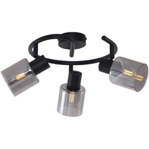 QAZQA Modern Ceiling Light Black with Smoke Glass Spiral 3-Light - Cilin QAZQA Modern Ceiling Light Black with Smoke Glass Spiral 3-Light - Cilin