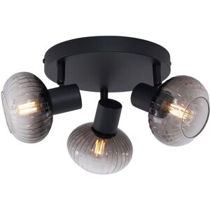 QAZQA Modern Ceiling Spotlight Black with Round Smoked Glass 3-Light - Teddy QAZQA Modern Ceiling Spotlight Black with Round Smoked Glass 3-Light - Teddy
