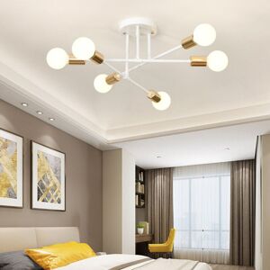 Wottes - Modern Chandelier Light Fixtures Creative Semi Flush Mount Ceiling Light Metal Pendant Lighting White 6 Lights Wottes - Modern Chandelier Light Fixtures Creative Semi Flush Mount Ceiling Light Metal Pendant Lighting White 6 Lights