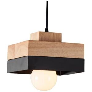 WOTTES Vintage Industrial Ceiling Pendant Light Fixture Metal Wooden Hanging Lamp Black Square Chandelier Lampshade WOTTES Vintage Industrial Ceiling Pendant Light Fixture Metal Wooden Hanging Lamp Black Square Chandelier Lampshade