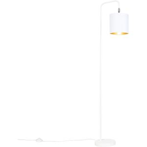 Qazqa Lofty White and Gold Modern Floor Lamp - Adjustable, 140.5cm Qazqa Lofty White and Gold Modern Floor Lamp - Adjustable, 140.5cm