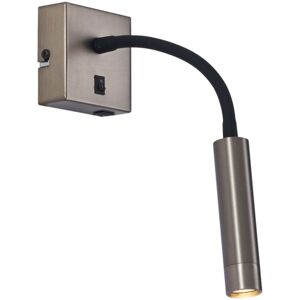 QAZQA Modern Gunmetal Wall Lamp with usb-c Port - Gosna QAZQA Modern Gunmetal Wall Lamp with usb-c Port - Gosna