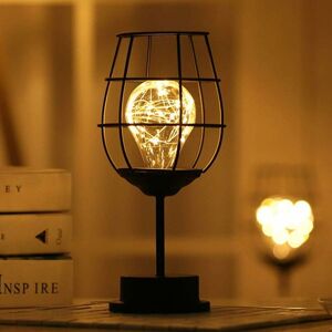 Hoopzi - Modern Iron Black Metal Wire Table Lamp - Cage Style - Retro Bedside Lamp - Battery Operated - For Bedroom , 1 Hoopzi - Modern Iron Black Metal Wire Table Lamp - Cage Style - Retro Bedside Lamp - Battery Operated - For Bedroom , 1