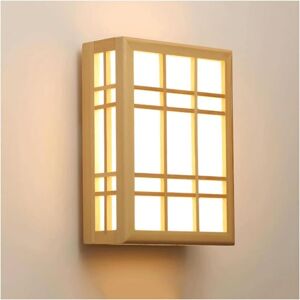 IKODM Modern LED Wall Light with Parchment Lampshade, Japanese Style, Solid Wood, Indoor Square Lighting Fixture for Bedroom, Living Room, Hallway, Kitchen IKODM Modern LED Wall Light with Parchment Lampshade, Japanese Style, Solid Wood, Indoor Square Lighting Fixture for Bedroom, Living Room, Hallway, Kitchen