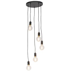 Qazqa Modern Black Pendant Lamp 35cm 5-Lights - Adjustable - Product Type Qazqa Modern Black Pendant Lamp 35cm 5-Lights - Adjustable - Product Type