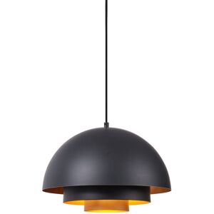QAZQA Modern Pendant Lamp Black with Gold Interior - Loes QAZQA Modern Pendant Lamp Black with Gold Interior - Loes