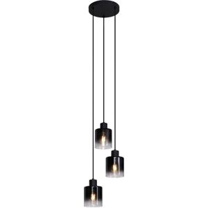 QAZQA Modern Pendant Lamp Black with Smoke Glass 3-Light - Dame QAZQA Modern Pendant Lamp Black with Smoke Glass 3-Light - Dame