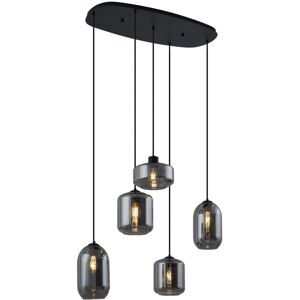 QAZQA Modern Pendant Lamp Black with Smoke Glass 5-Lights - Sheena QAZQA Modern Pendant Lamp Black with Smoke Glass 5-Lights - Sheena