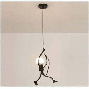 GOTRAYS Modern Pendant Light Creative Iron People Cartoon Design Hanging Lamp for Kids Bedroom Bedside Living Room Attic Black GOTRAYS Modern Pendant Light Creative Iron People Cartoon Design Hanging Lamp for Kids Bedroom Bedside Living Room Attic Black