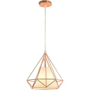 AXHUP Pendant Light Fixtting, Industrial Metal Diamond Chandelier, Hanging Ceiling Lamp with Cage Lampshade E27 for Bedroom Living Room (Rose Gold) AXHUP Pendant Light Fixtting, Industrial Metal Diamond Chandelier, Hanging Ceiling Lamp with Cage Lampshade E27 for Bedroom Living Room (Rose Gold)