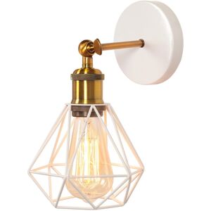 NORCKS Modern Retro Wall Light Adjustable Angle Wall Light (White) Metal Cage Wall Sconce Vintage Wall Lights E27 For Indoor Lighting NORCKS Modern Retro Wall Light Adjustable Angle Wall Light (White) Metal Cage Wall Sconce Vintage Wall Lights E27 For Indoor Lighting