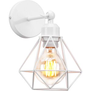 NORCKS Modern Retro Wall Light E27 Socket Adjustable Angle Wall Light (White) Metal Cage Wall Sconce Vintage Wall Lamp For Indoor Lighting NORCKS Modern Retro Wall Light E27 Socket Adjustable Angle Wall Light (White) Metal Cage Wall Sconce Vintage Wall Lamp For Indoor Lighting