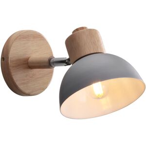 NORCKS Modern Retro Wall Lights Nordic Wall Lamp 15CM Wood Metal Wall Sconce Adjustable Angle Simple For Living Room Bedroom (Grey) E27 NORCKS Modern Retro Wall Lights Nordic Wall Lamp 15CM Wood Metal Wall Sconce Adjustable Angle Simple For Living Room Bedroom (Grey) E27