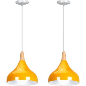 Wottes - Modern Simple Ceiling Hanging Light Indoor Pendant Lamp Adjustable Chandelier for Island Bar Cafe 2Pcs Yellow Wottes - Modern Simple Ceiling Hanging Light Indoor Pendant Lamp Adjustable Chandelier for Island Bar Cafe 2Pcs Yellow