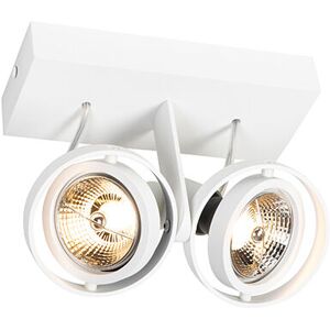 Qazqa White Modern Ceiling Spotlight - Adjustable GU10 2-Lights Qazqa White Modern Ceiling Spotlight - Adjustable GU10 2-Lights